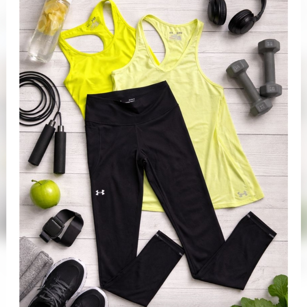 Under Armour 3-Piece Activewear Set – Leggings + 2 Racerback Tanks